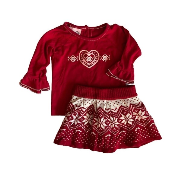 LITTLE Lass Fair Isle Skirt Sweater Set Size 12 Months - Picture 1 of 5